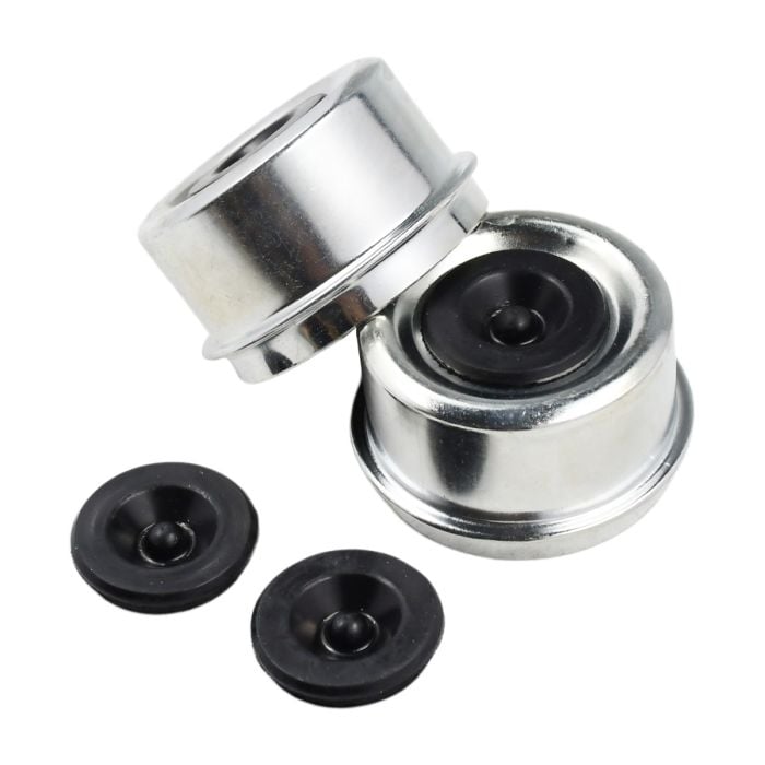 2PCS 2.44" Trailer Axle Dust Cap Cup Grease Cover Hub with 2 Rubber Plugs, Trailer Axle Wheel Hub and Bearing Dust Cap forh Dexter main product photo
