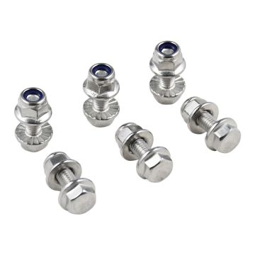 6PCS Stainless Steel Hex Flanged Battery 19M7775 Terminal Bolt & Nut Set 14M7303 For John Deere