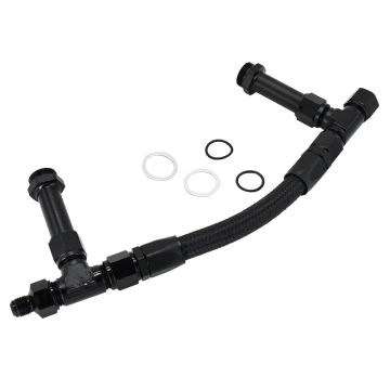 Universal 4150 7/8 Black Fuel Line Kit Dual Inlet 8 AN Male Flare to Braided Stainless Steel Carburetor for Holley