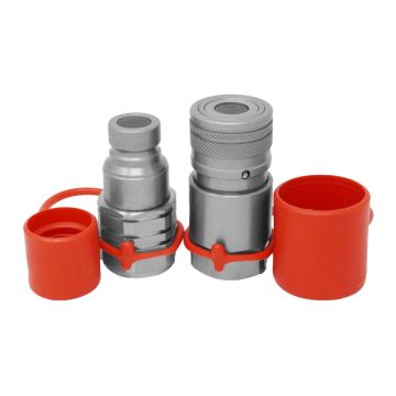 1/2" Flat Face Hydraulic Quick Connect Couplings Set with Dust Caps FF12-08N-SET For Bobcat 