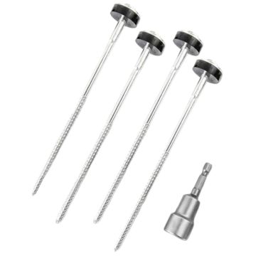 3Pcs Tent Stakes Drill Peg 12" with Hex Drill Adapter 17MM For Camping Tent