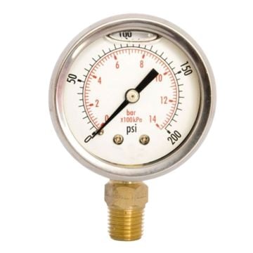 Air Pressure Gauge 2" Face 1/4" NPT Back Mount For Compressor