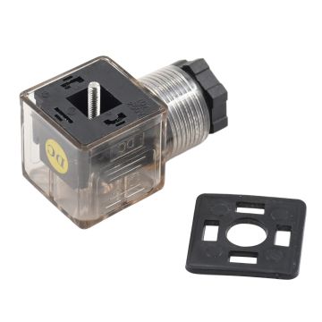 DIN 43650 Type-A 3 Prong Connector Plug with LED Light