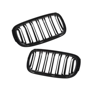 2pcs Glossy Black Front Kidney Grill Grille 51712334708 51712334710 For BMW