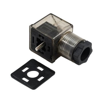 Solenoid Connector with Led Indicator Light 3 Prong 12V SW040 For Heavy Equipment