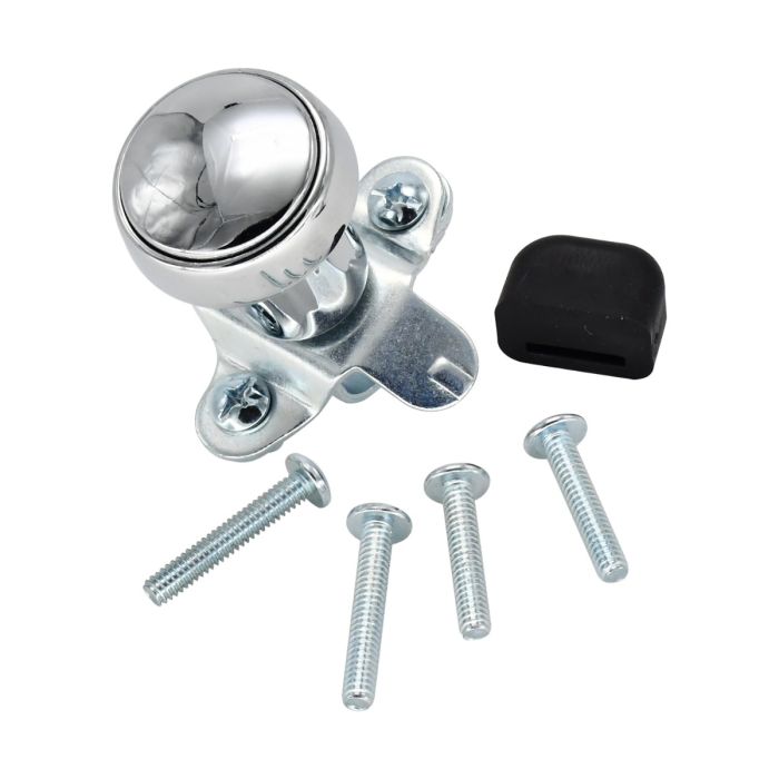 RP-70100 Universal Steering Wheel Ball Handle Knob Silvery Chrome with Rubber Sleeve for John Deere main product photo